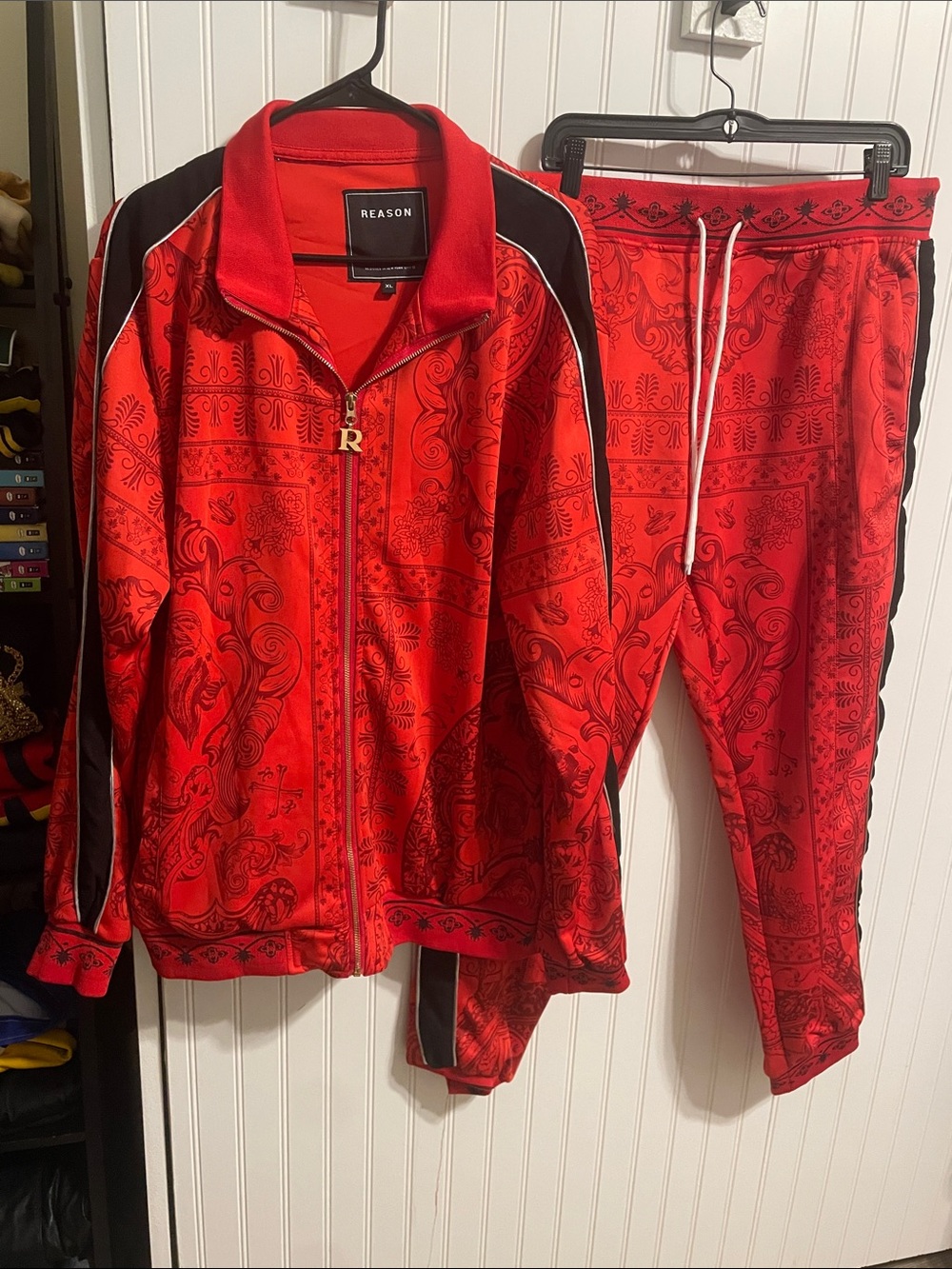 Reason Red Paisley Track-Style Set with Black Trim